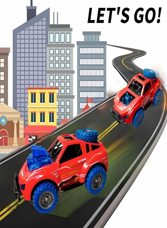 PLUSPOINT Diecast Predator Toy Car Model Pull Back Vehicles Alloy Simulation Crash car Monster Truck with Lights and Sound Also for Car Dashboard,Kids, red - Image 3